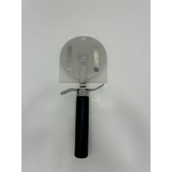 The Pampered Chef Pizza Cutter with Cover Stainless Steel Black Handle - Picture 3 of 6